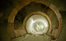 Frontal view of a tunnel